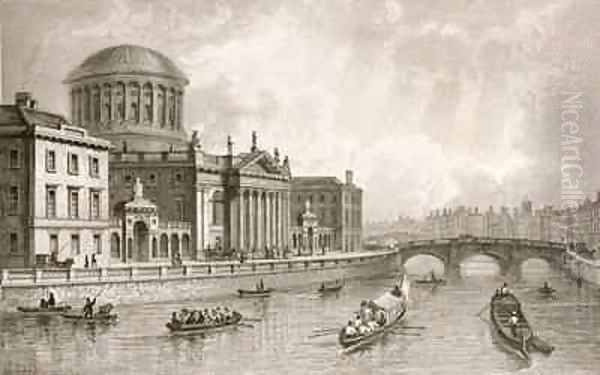 The Four Law Courts, Dublin Oil Painting by William Henry Bartlett