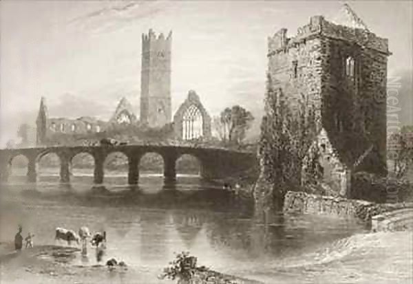 Clare Abbey, County Clare, Ireland Oil Painting by William Henry Bartlett