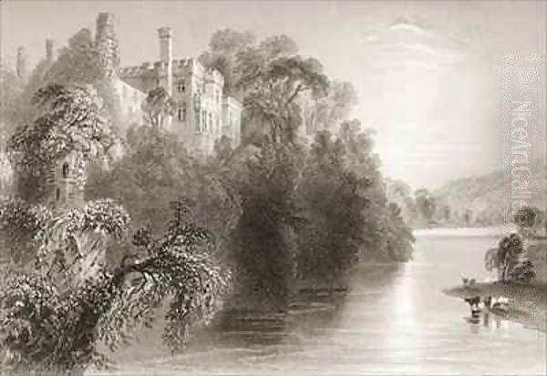 Lismore Castle, Lismore, County Waterford, Ireland Oil Painting by William Henry Bartlett