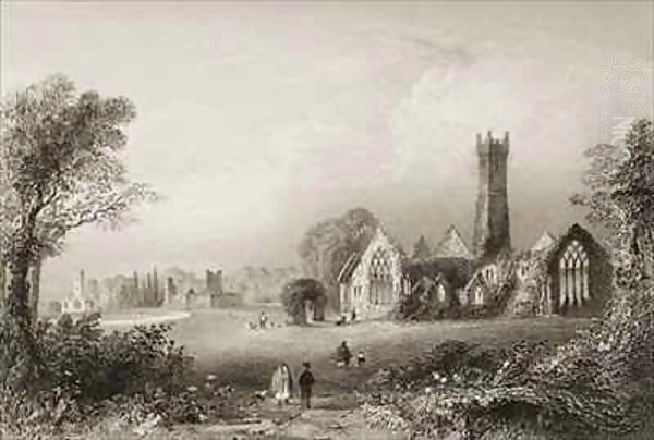 Augustinian Abbey at Adare, County Limerick, Ireland Oil Painting by William Henry Bartlett