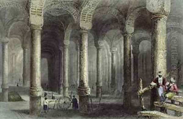 The Cistern of Bin-Veber-Direg, or The Thousand and One, Istanbul Oil Painting by William Henry Bartlett