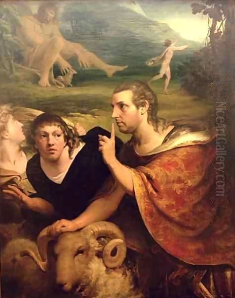 Portraits of James Barry and Edmund Burke in the characters of Ulysses and his companion fleeing from the Cave of Polyphemus Oil Painting by James Barry