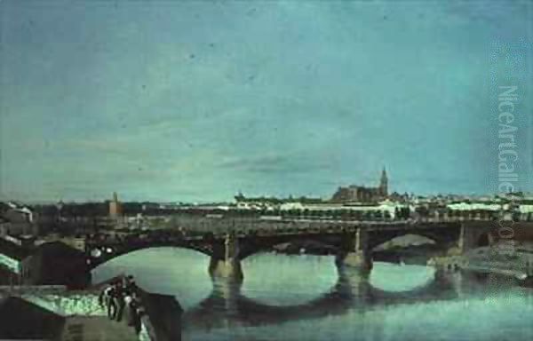 A View of Seville Oil Painting by Manuel Barron y Carrillo