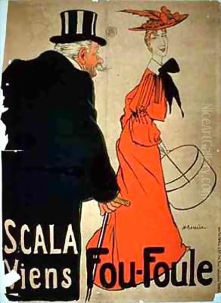 Poster advertising 'Viens Fou-Foule' at the Scala, Paris Oil Painting by Adrien Barrere