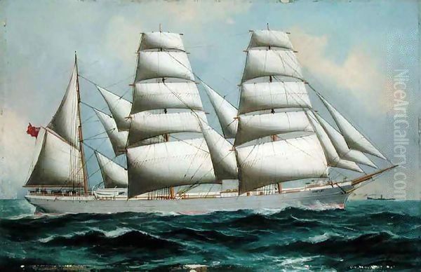 Three Masted Barque Annesley Oil Painting by Woolston Barratt