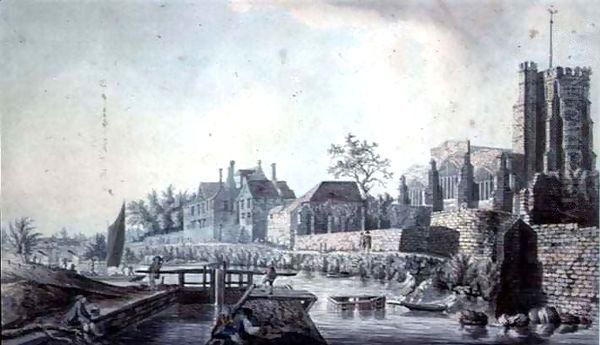 All Saints' Church and the Archbishop's Palace, Maidstone Oil Painting by John Melchior Barralet