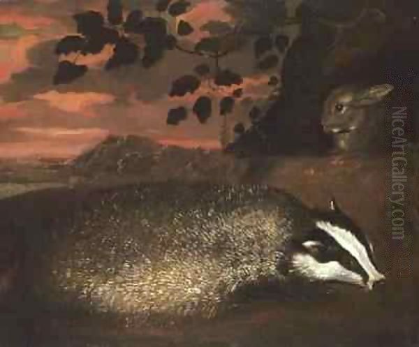 Badger Oil Painting by Francis Barlow