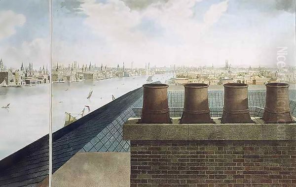 Panoramic view of London 3 Oil Painting by Robert Barker