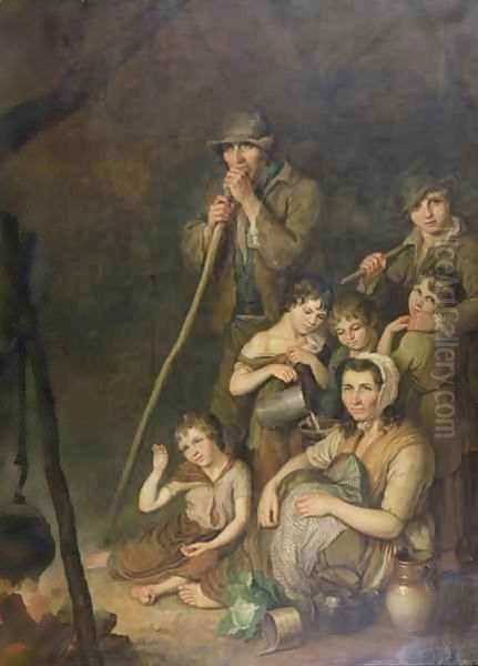 Irish Emigrants Oil Painting by John Joseph Barker