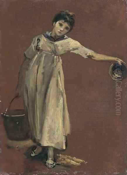 Girl carrying a pail Oil Painting by Thomas Barker of Bath