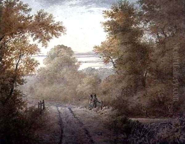 Landscape in Autumn Oil Painting by Thomas Barker of Bath