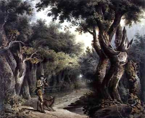 Forest Scene with Woodman and Dog Oil Painting by Thomas Barker of Bath