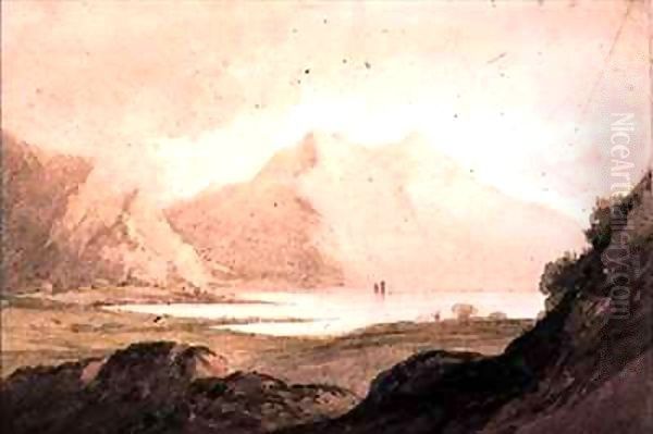 Snowdon, with Llanberis Lake Oil Painting by Thomas Barker of Bath