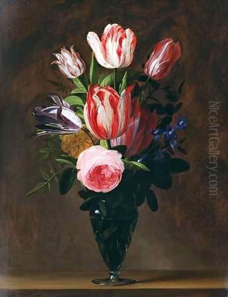 Flowers in a vase Oil Painting by Johannes Antonius van der Baren