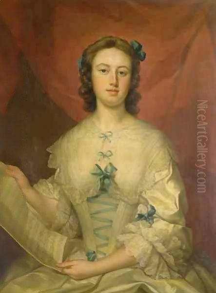 Portrait of a Lady with Sheet Music Oil Painting by Thomas Bardwell