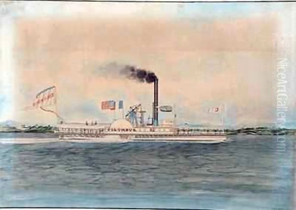 Steamboat 'Columbus' Oil Painting by James and John Bard