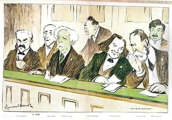 Caricature of Gabriel Faure (1845-1924) presiding over the Jury du Conservatoire Oil Painting by Emmanuel Barcet