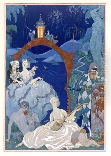 Ball Under the Blue Moon Oil Painting by Georges Barbier