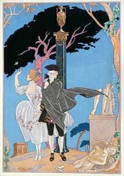 Broken Hearts, Broken Statues Oil Painting by Georges Barbier