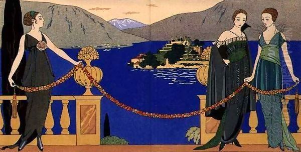 Isola Bella, evening dresses designed by Redfern Oil Painting by Georges Barbier