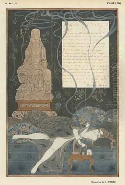 Opium den, illustration from 'Fantasio' Oil Painting by Georges Barbier