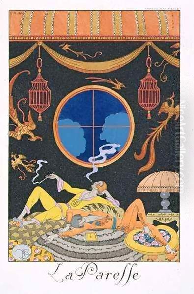 La Paresse Oil Painting by Georges Barbier