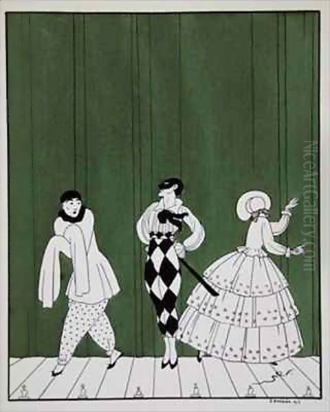 Carnaval, from the series 'Designs on the dances of Vaslav Nijinsky' Oil Painting by Georges Barbier