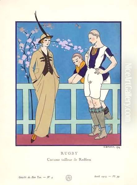 Rugby - Costume tailleur de Redfern Oil Painting by Georges Barbier