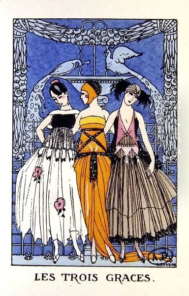 Les Trois Graces Oil Painting by Georges Barbier