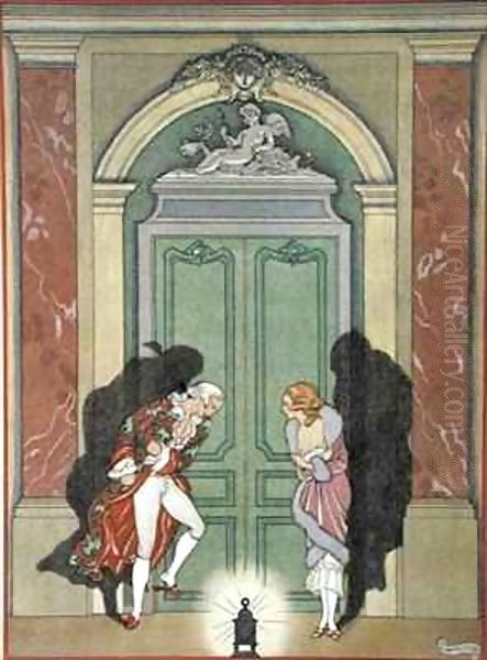 A Couple in Candlelight Oil Painting by Georges Barbier