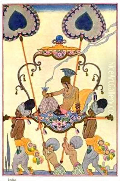 India, from 'The Art of Perfume' Oil Painting by Georges Barbier