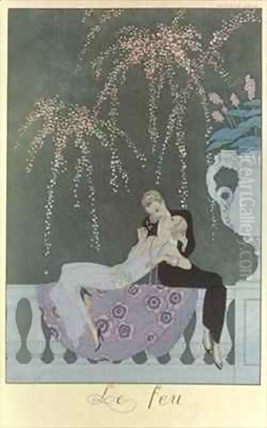 Fireworks Oil Painting by Georges Barbier