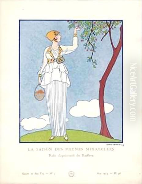 'La Saison des Prunes Mirabelles - Robe d'apres-midi de Redfern' Oil Painting by Georges Barbier