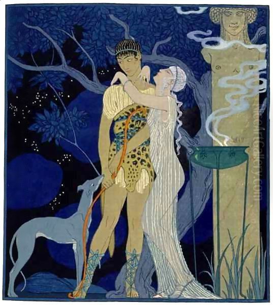 Venus and Adonis Oil Painting by Georges Barbier