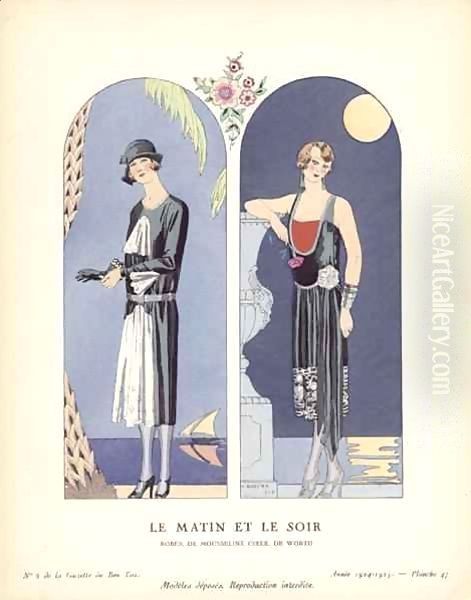 Le Matin et Le Soir - Robes, de mousseline ciree, de Worth Oil Painting by Georges Barbier