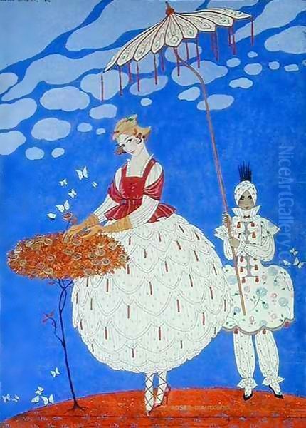 Autumn Roses Oil Painting by Georges Barbier