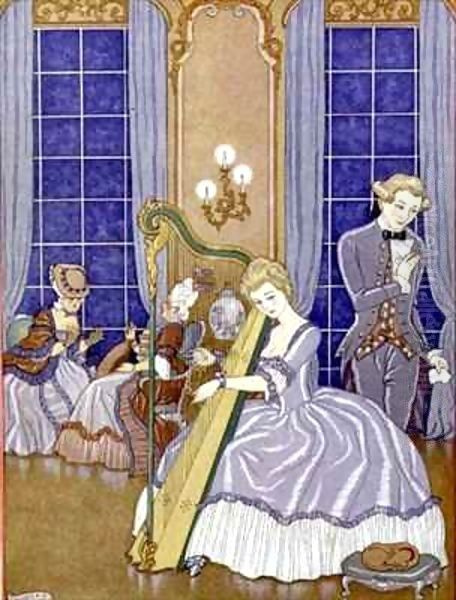 Valmont Seducing his Victim Oil Painting by Georges Barbier