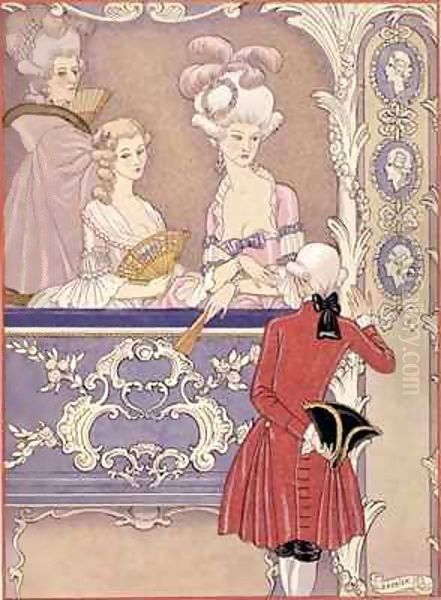 Women in a Theater Box Oil Painting by Georges Barbier