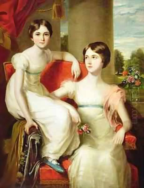 Portrait of Lady Caroline Augusta (d.1898) and Lady Henrietta (d.1860) Pelham-Clinton Oil Painting by Thomas Barber