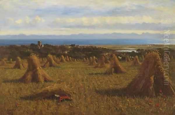 Cornstooks, Berwick Beyond Oil Painting by Joseph Moseley Barber