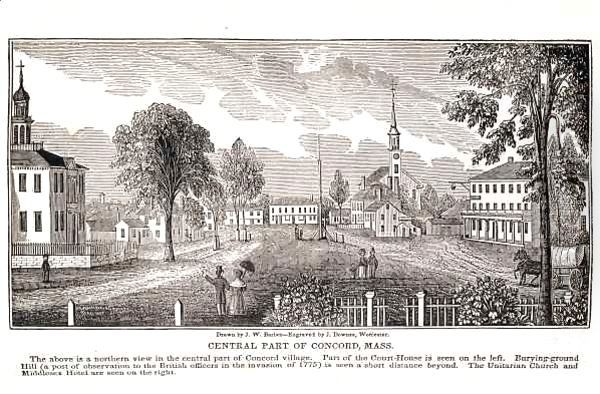 Central part of Concord, from 'Historical Collections of Massachusetts' Oil Painting by John Warner Barber