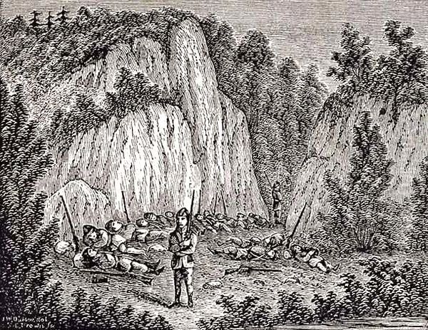 Connecticut Soldiers Reposing on Porter's Rock before Attacking the Pequot Fort by John Warner Barber