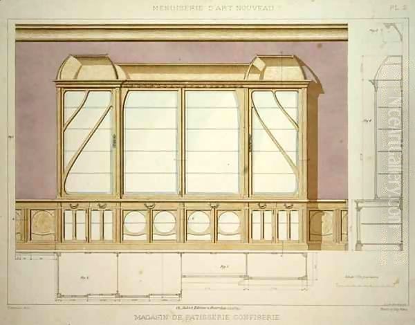 Design for a pastry shop display cabinet Oil Painting by F. Barabas