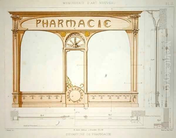 Design for a pharmacy shop front Oil Painting by F. Barabas