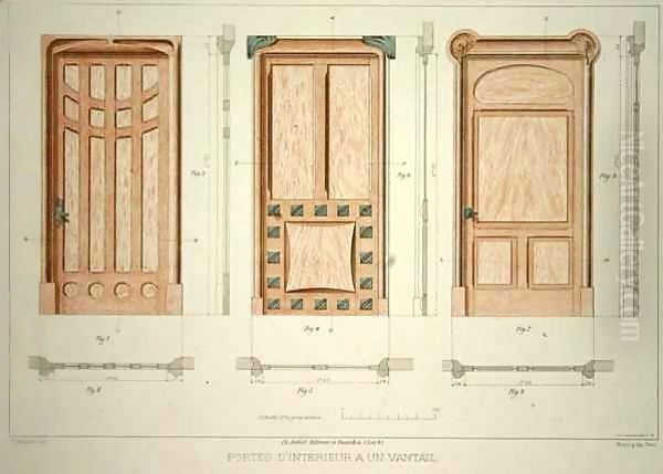 Designs for doors Oil Painting by F. Barabas