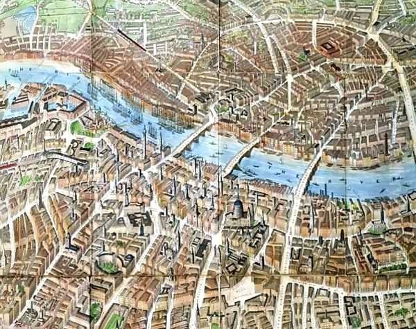 Banks' Balloon view of London Oil Painting by John Henry Banks