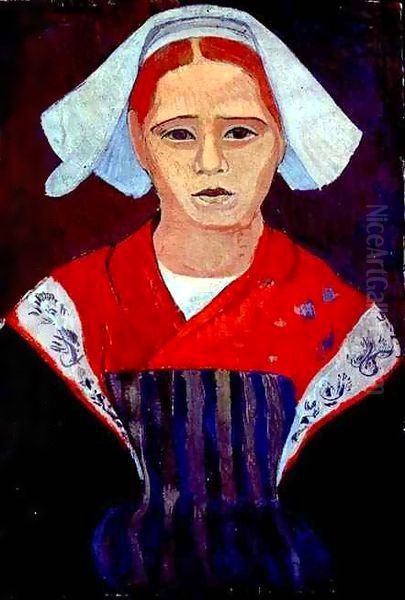 Young Breton Girl Oil Painting by Mogens Franscesco Hendrik Ballin