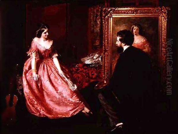 The artist and his model Oil Painting by John Ballantyne