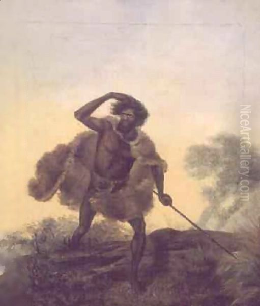 Aborigine with spear Oil Painting by Thomas Tyrwhitt Balcombe