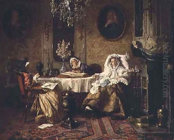 The Bible Reading Oil Painting by Alexander Hugo Bakker Korff